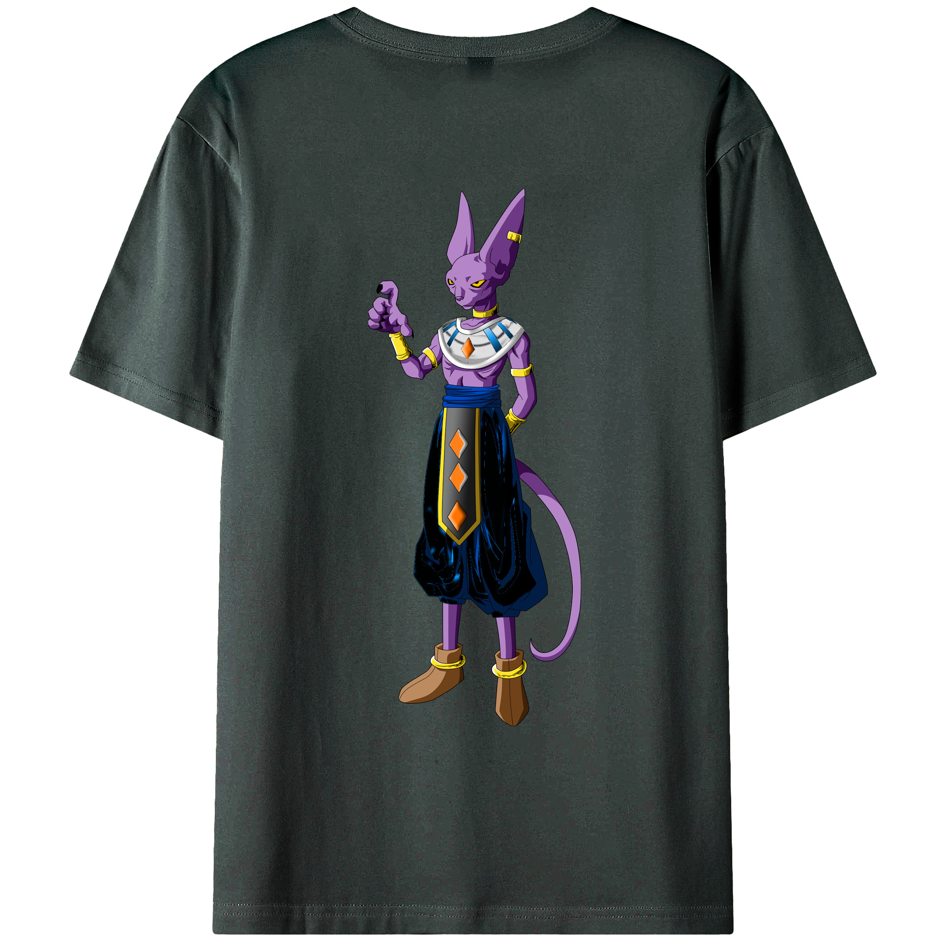 （画像用） ドラゴンボール ビルス 破壊神ビルス DRAGON BALL Beerus Birusu 綿100％ メンズ半袖Tシャツ（バックプリント） 通気性